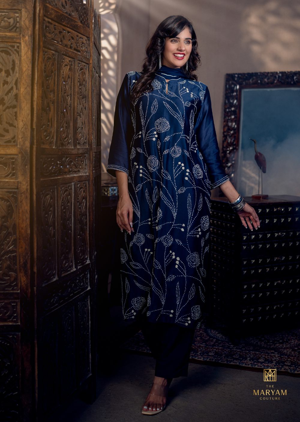 Dark Blue Silk Salwar Suit