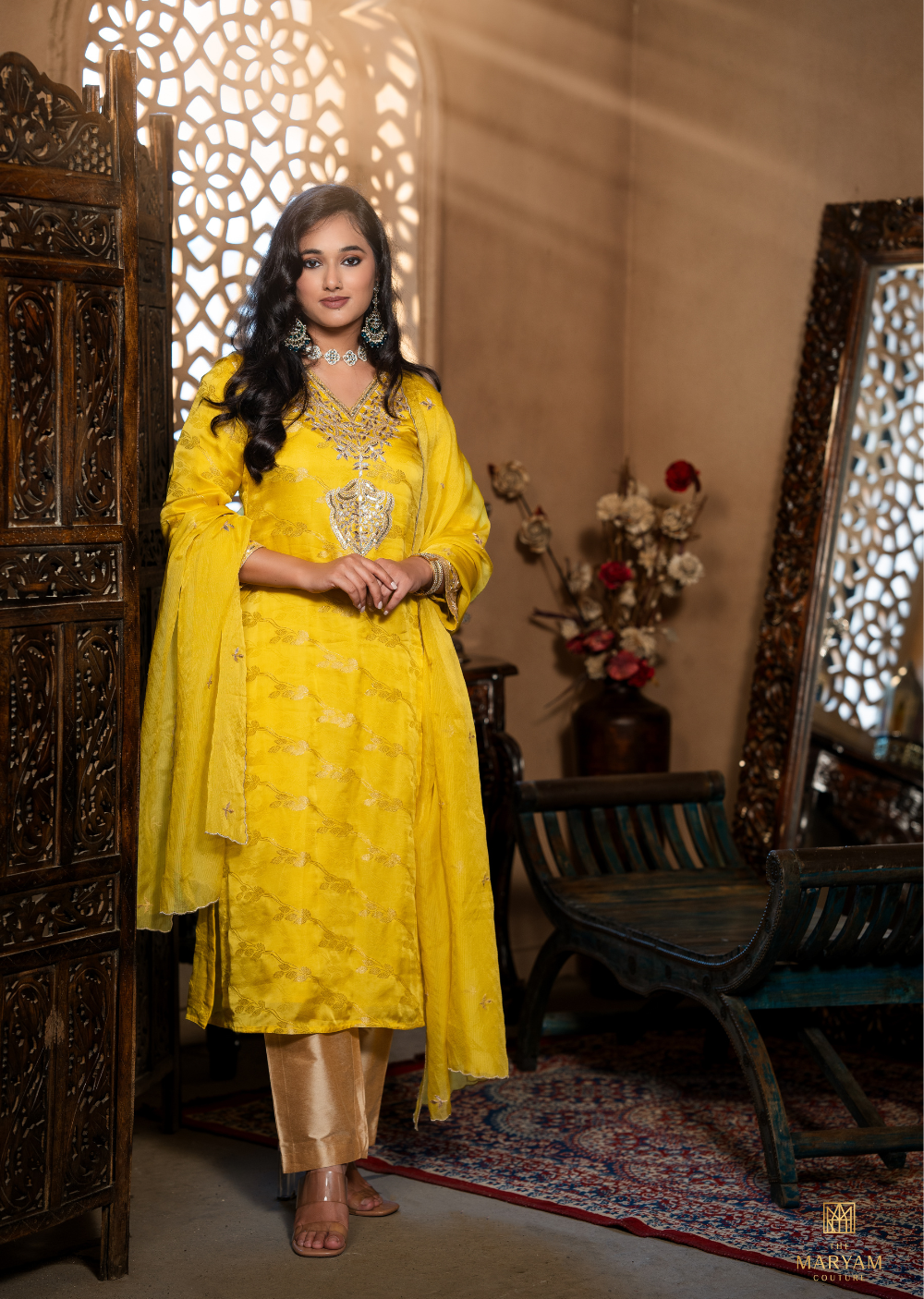 Yellow Silk Banarasi Salwar Suit