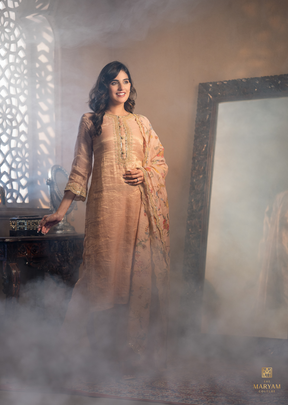 Rusted Pink Tissue Salwar Suit