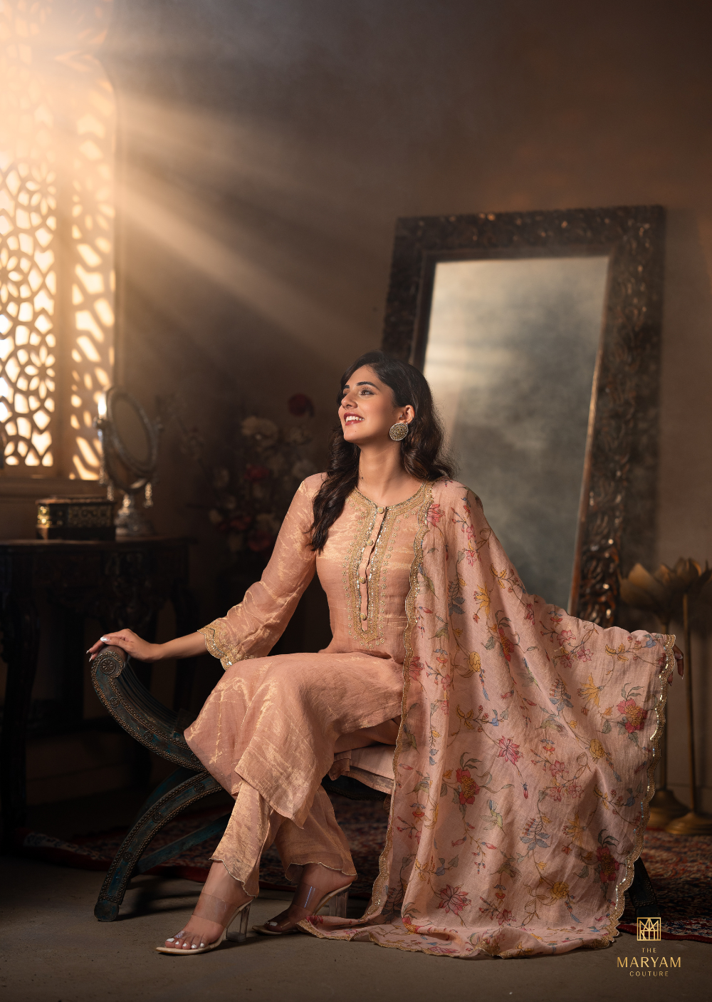 Rusted Pink Tissue Salwar Suit