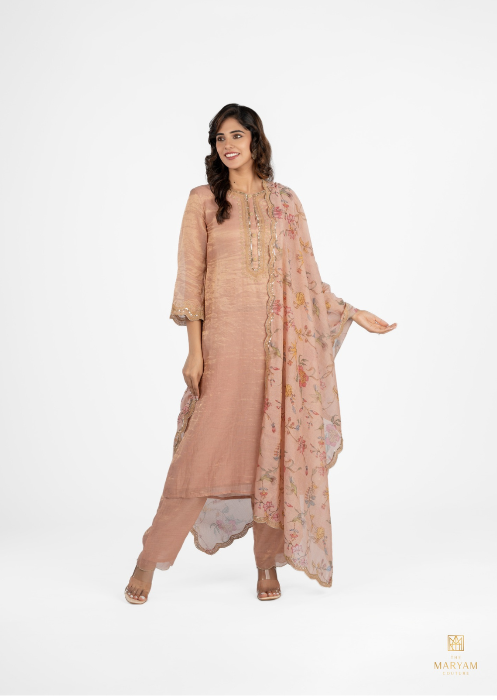 Rusted Pink Tissue Salwar Suit