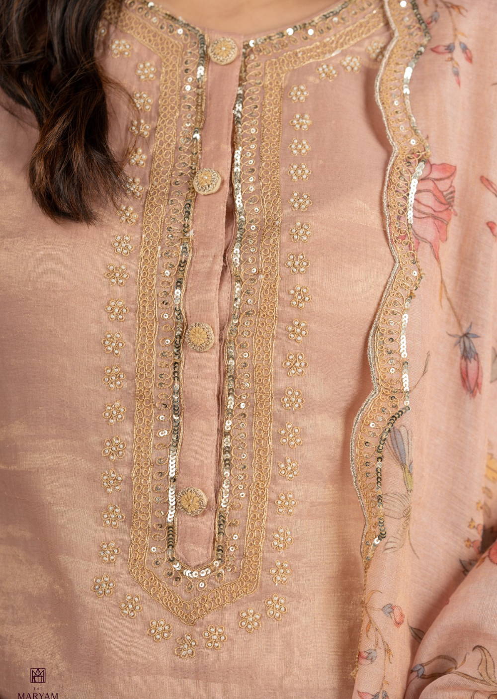 Rusted Pink Tissue Salwar Suit