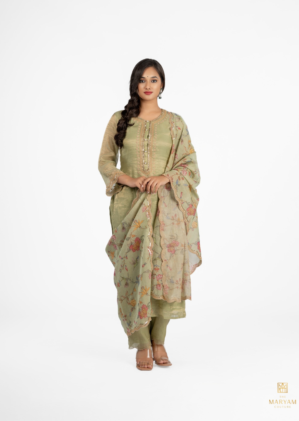 Green Tissue Silk Salwar Suit