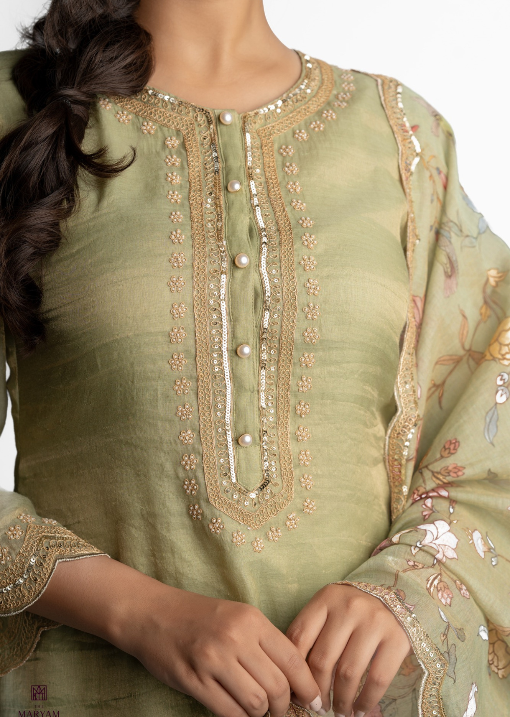 Green Tissue Silk Salwar Suit