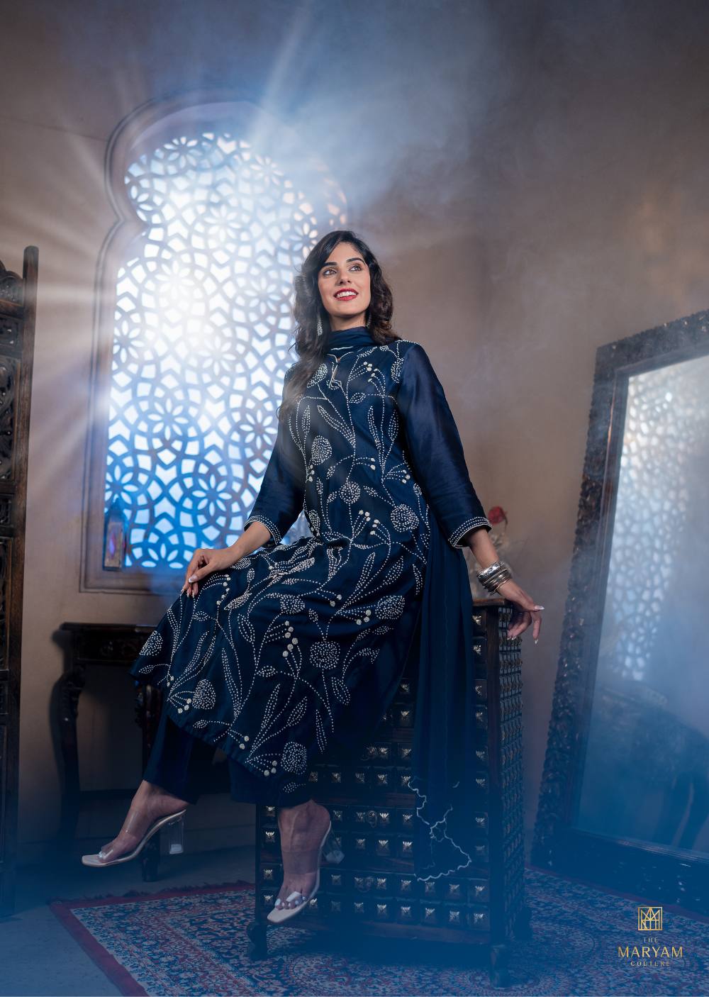 Dark Blue Silk Salwar Suit