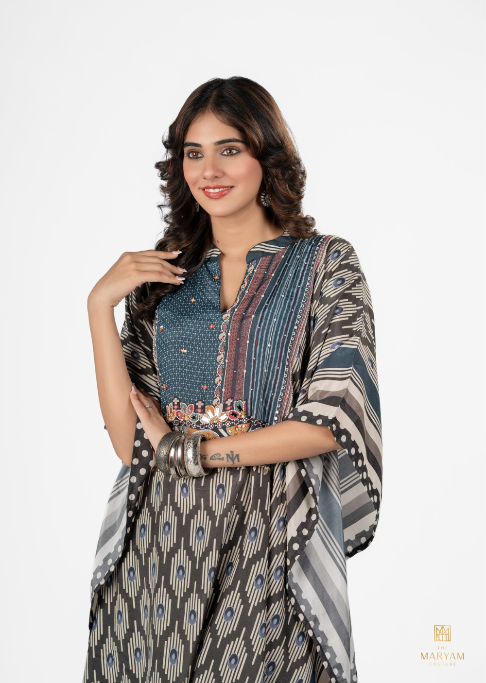 Blue and Black Kaftan Shirt