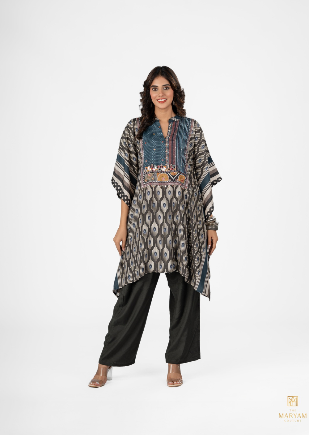 Blue and Black Kaftan Shirt