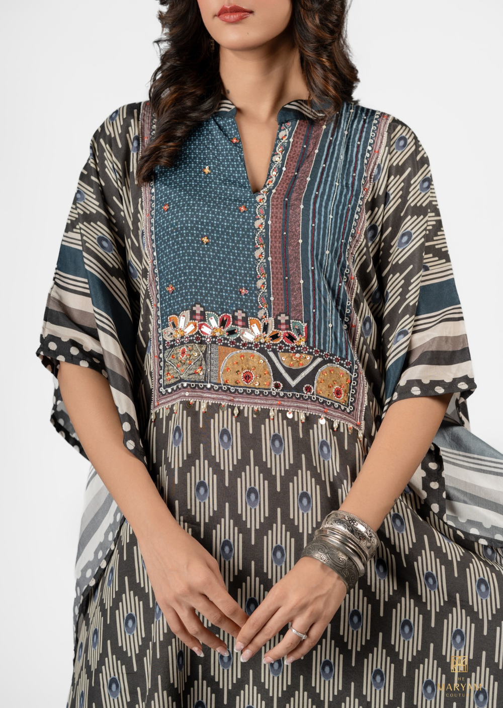 Blue and Black Kaftan Shirt