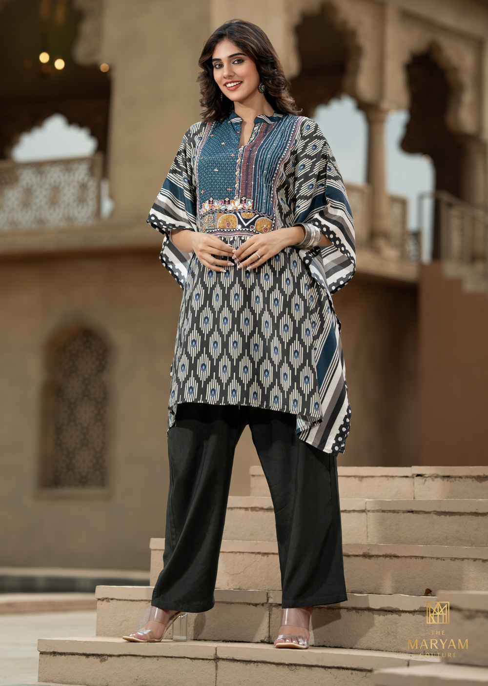 Blue and Black Kaftan Shirt