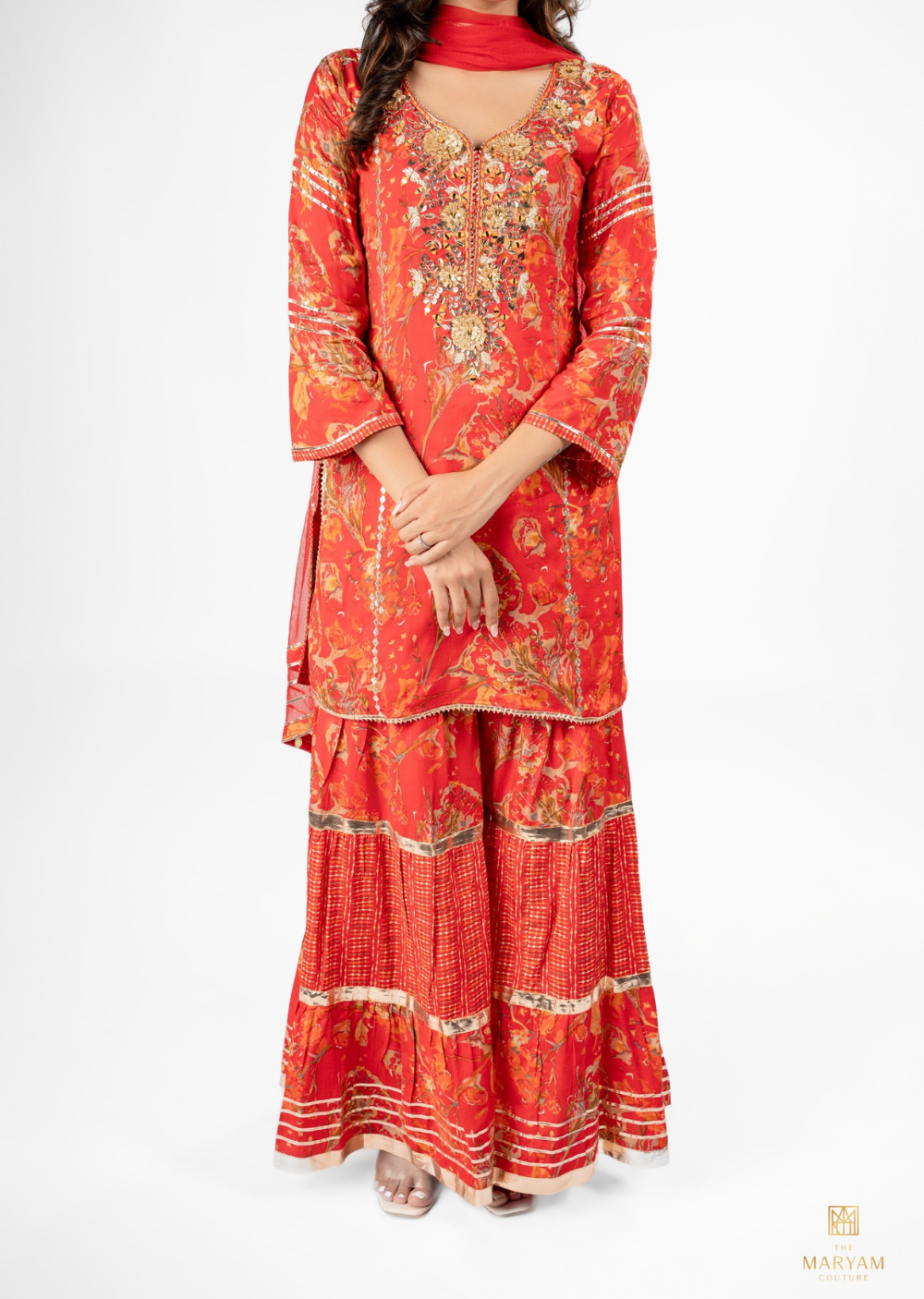 Red Gharara Set