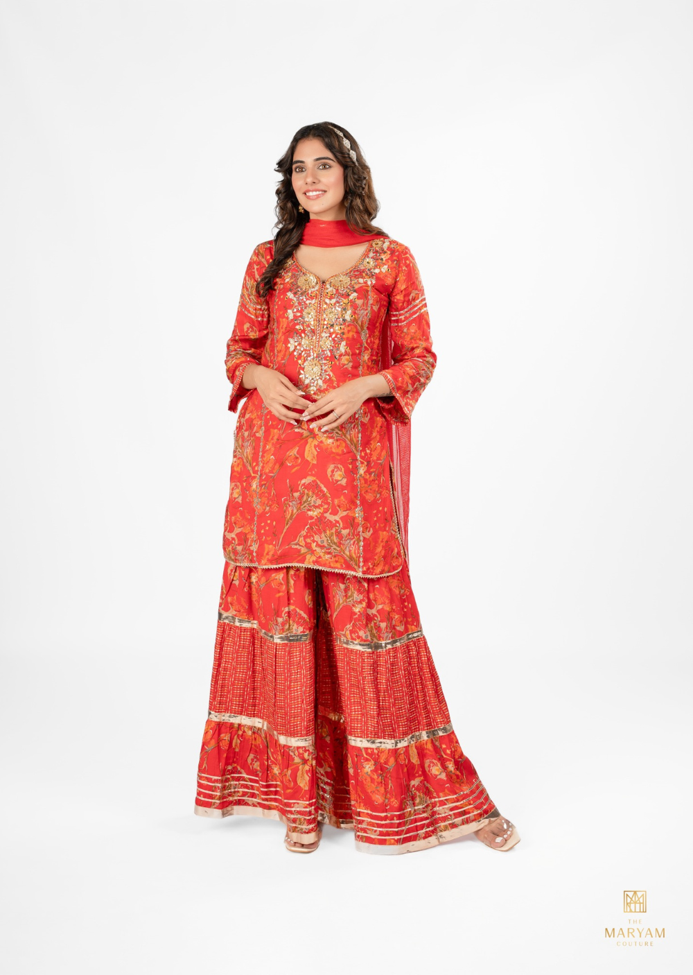 Red Gharara Set