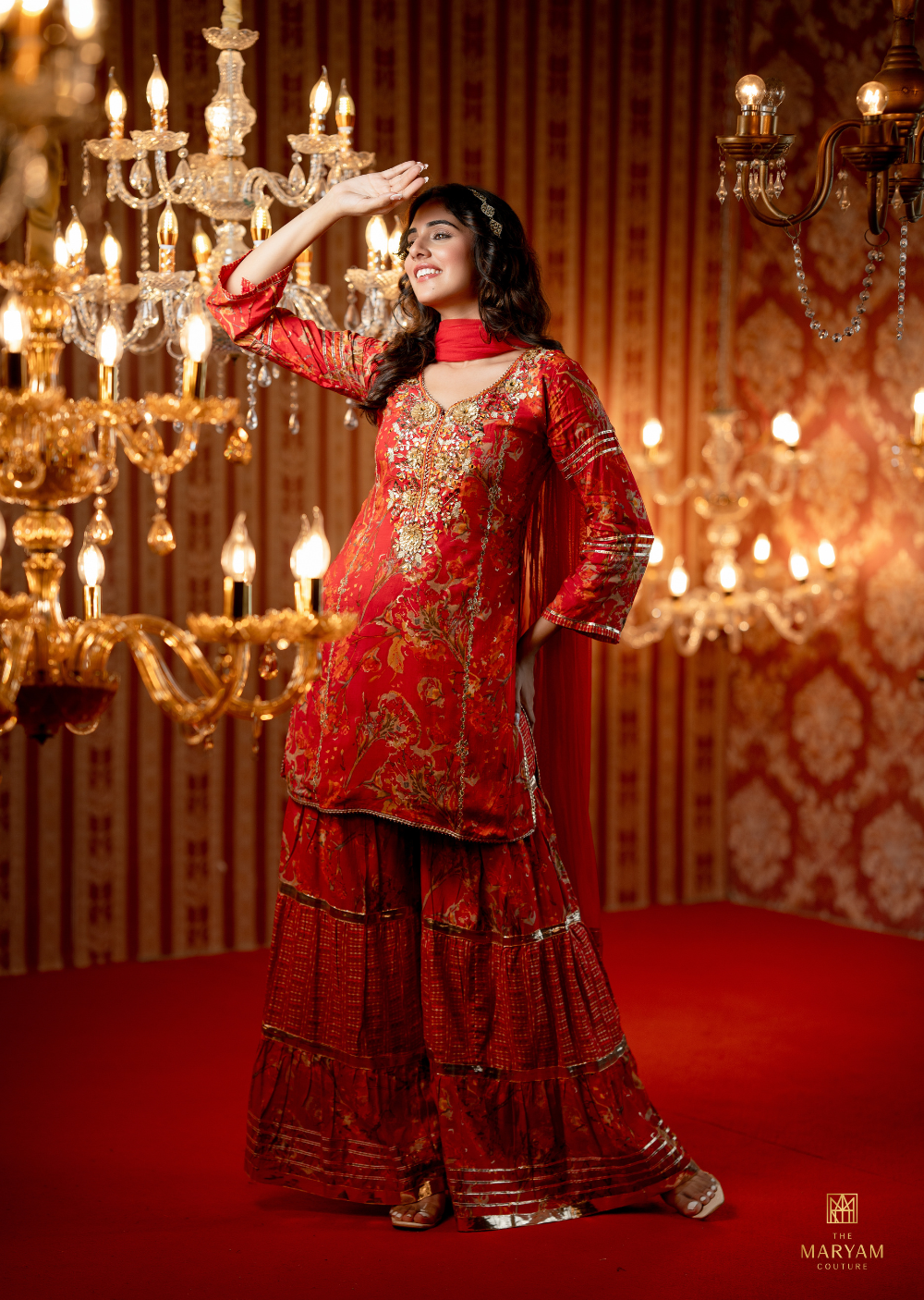 Red Gharara Set