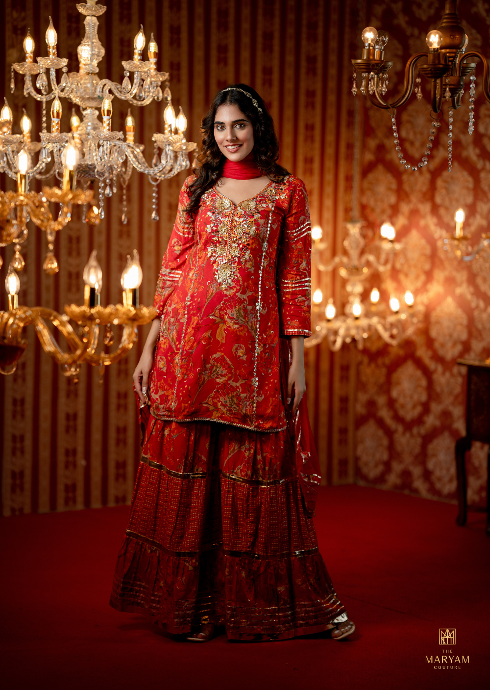 Red Gharara Set