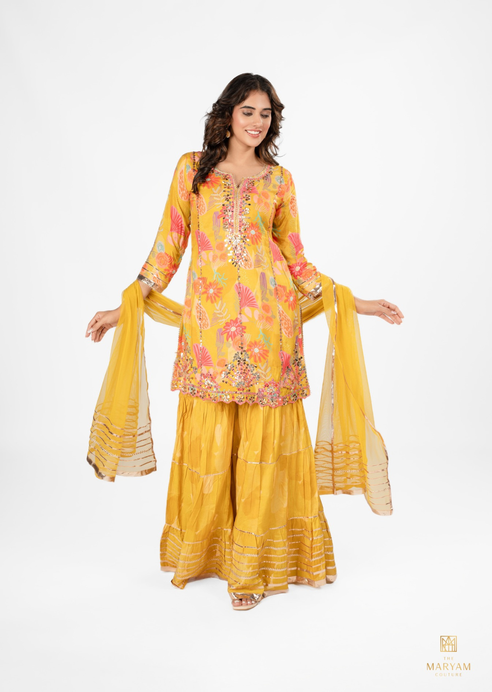 Mustard Yellow Crepe Gharara Set