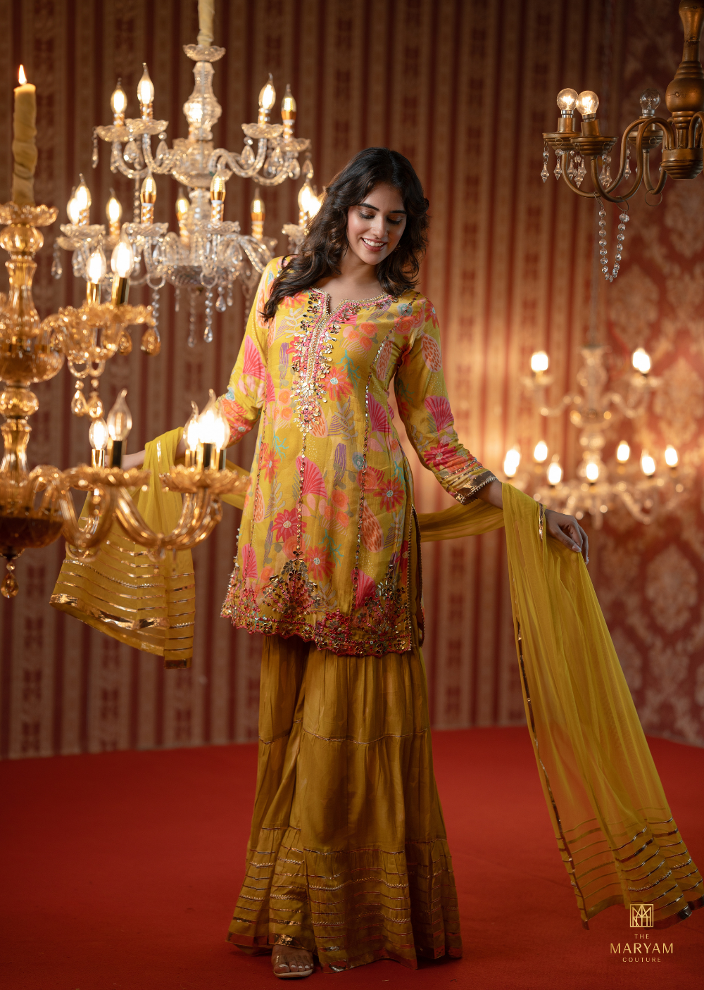 Mustard Yellow Crepe Gharara Set