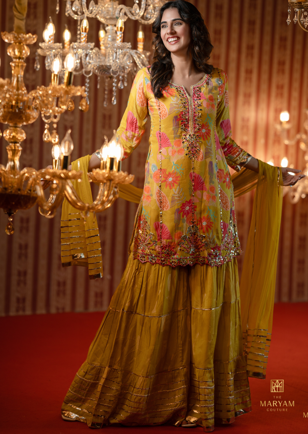 Mustard Yellow Crepe Gharara Set