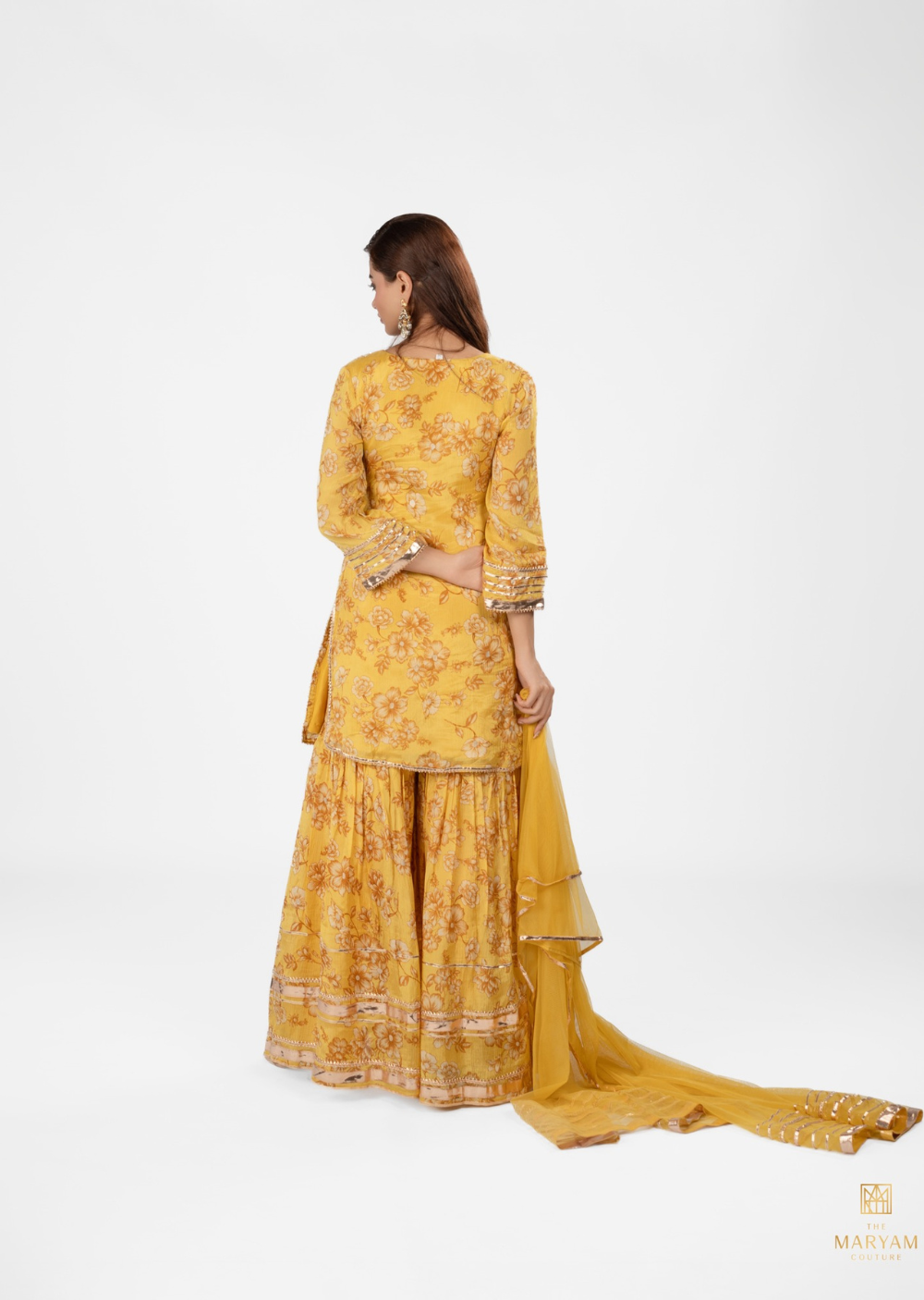 Yellow Crepe Gharara Set