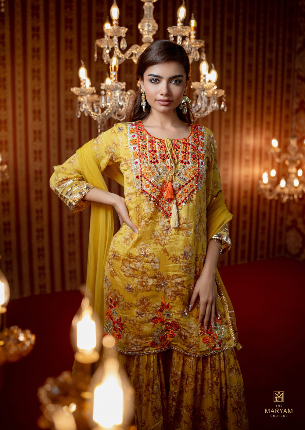 Yellow Crepe Gharara Set