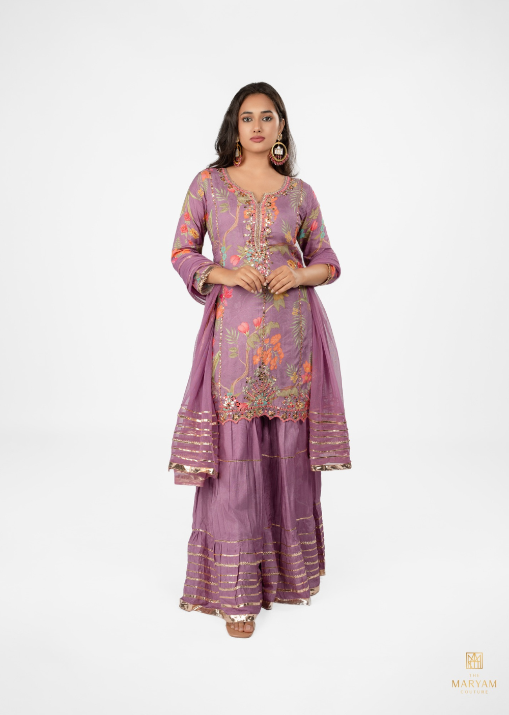 Lavender crepe Gharara Set