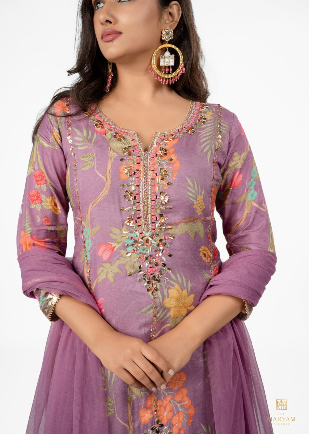 Lavender crepe Gharara Set