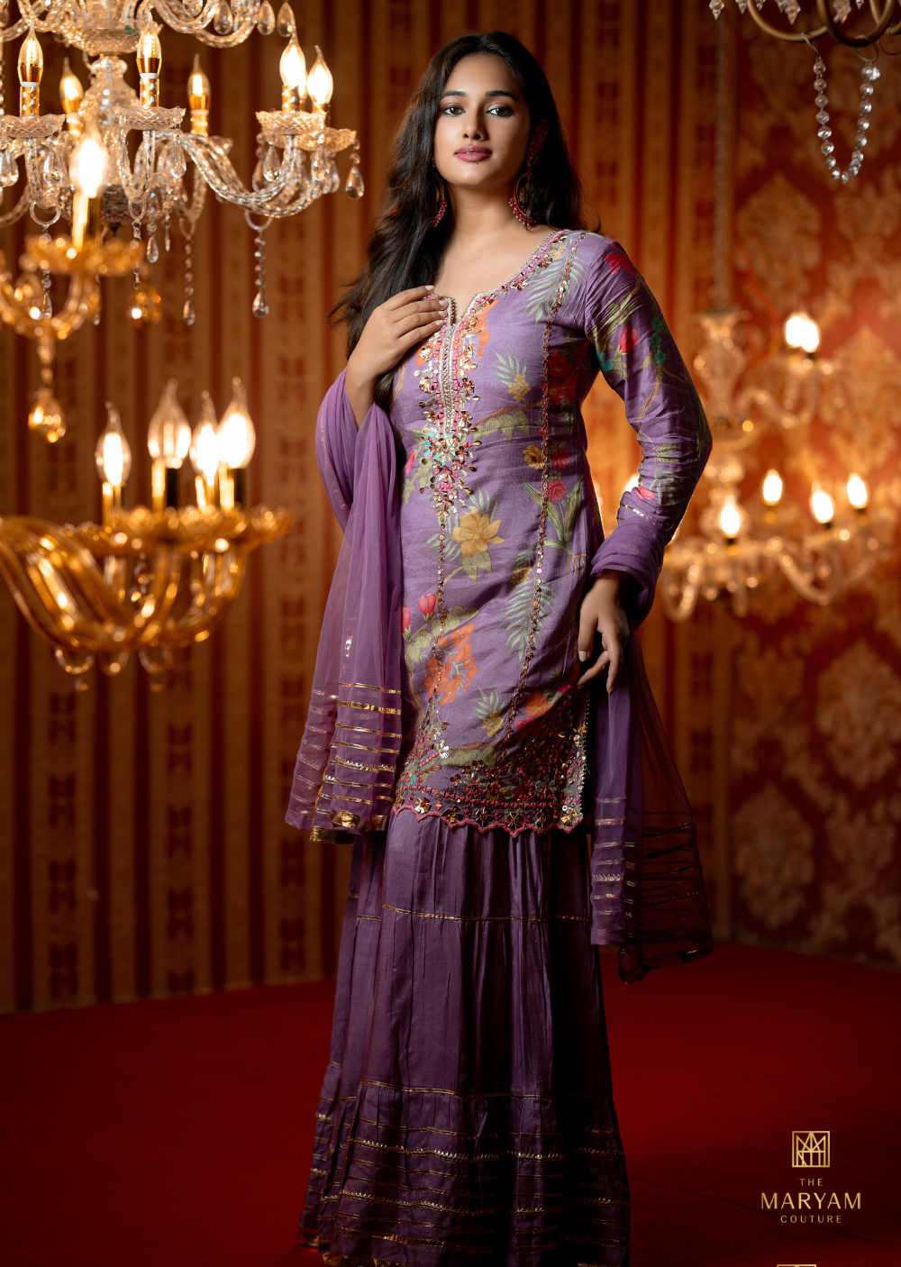 Lavender crepe Gharara Set