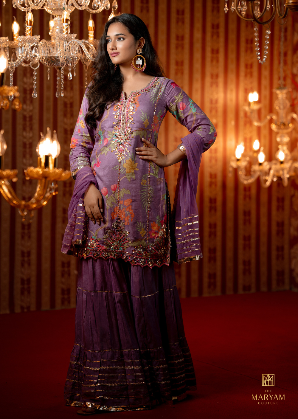 Lavender crepe Gharara Set