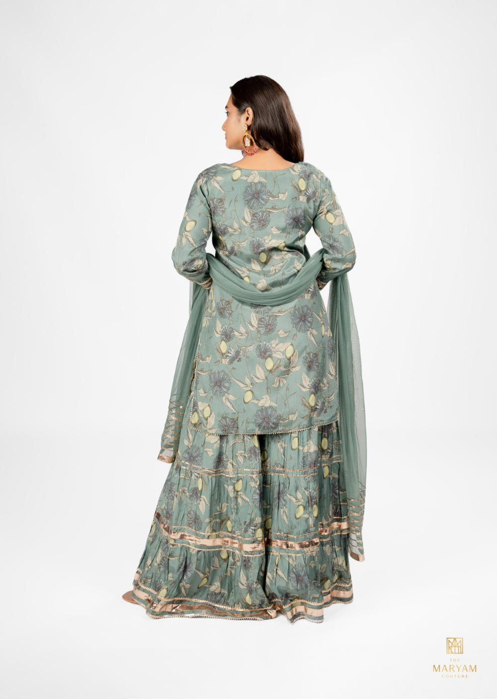 Teal Blue Crepe Gharara Set