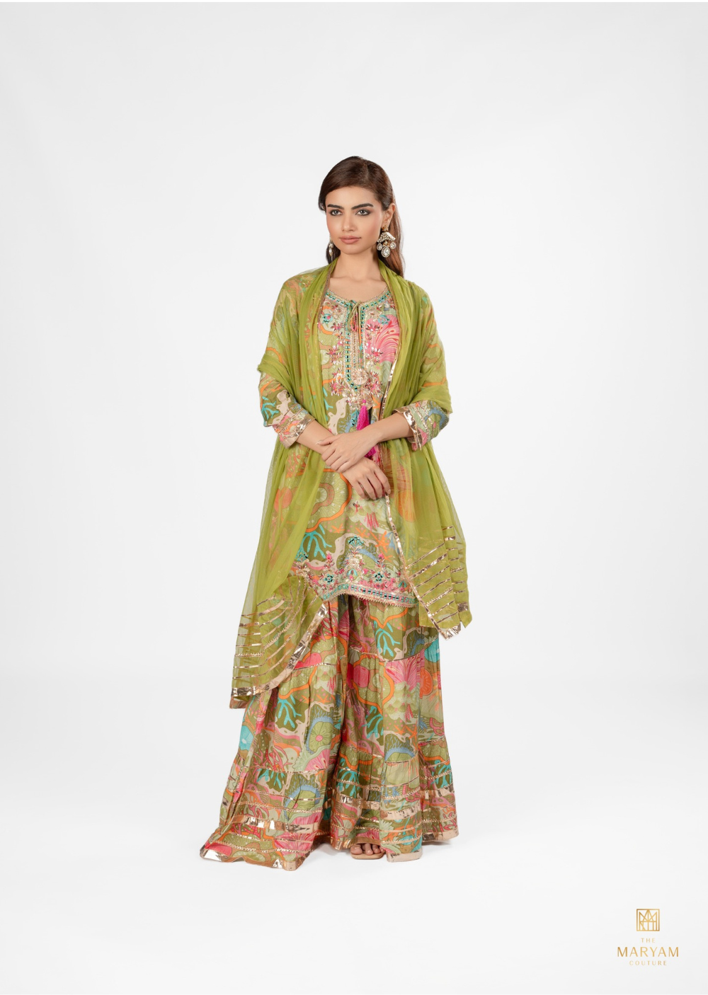 Parrot Green Gharara Set