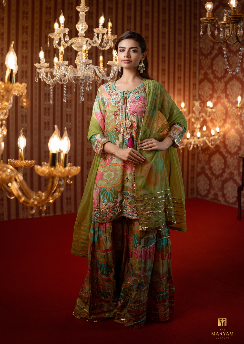 Parrot Green Gharara Set