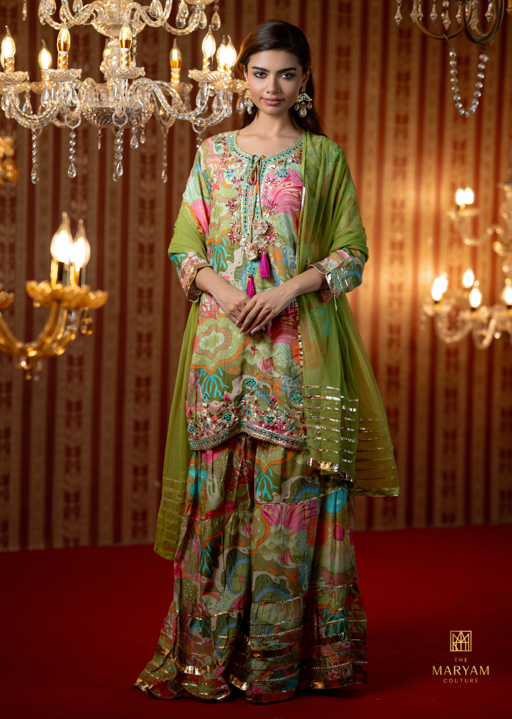 Parrot Green Gharara Set