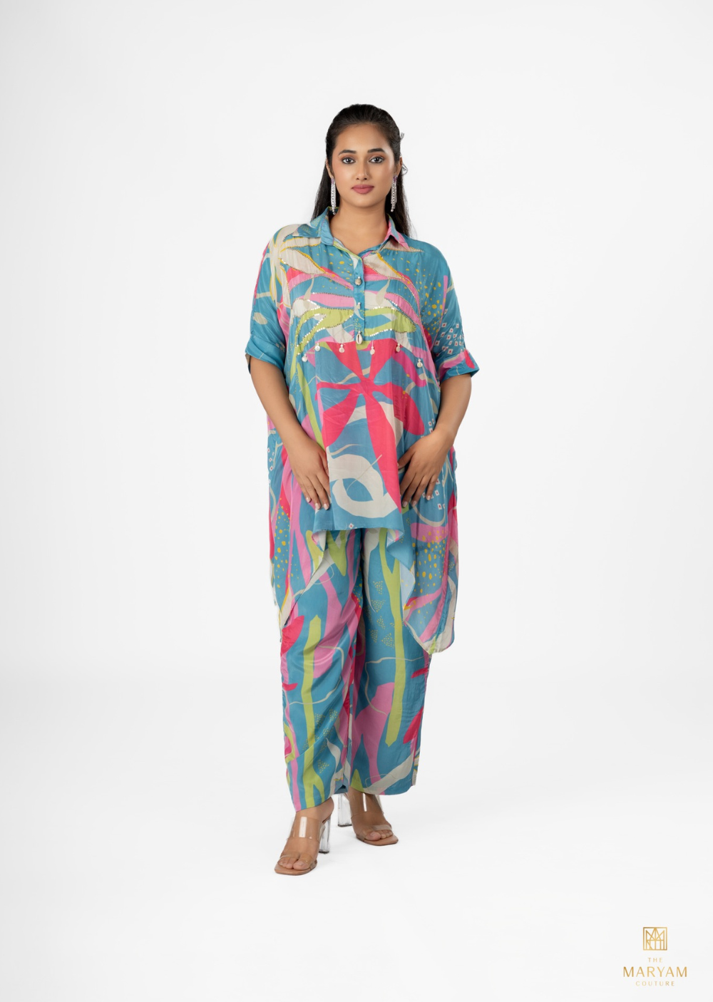 Crepe Short Kaftan Co-ord Set