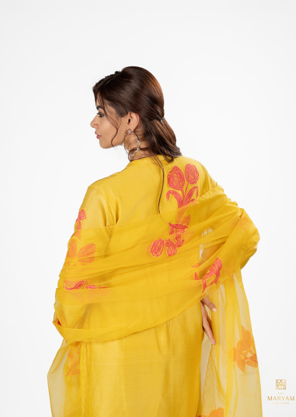 Yellow and Pink Silk Salwar Suit