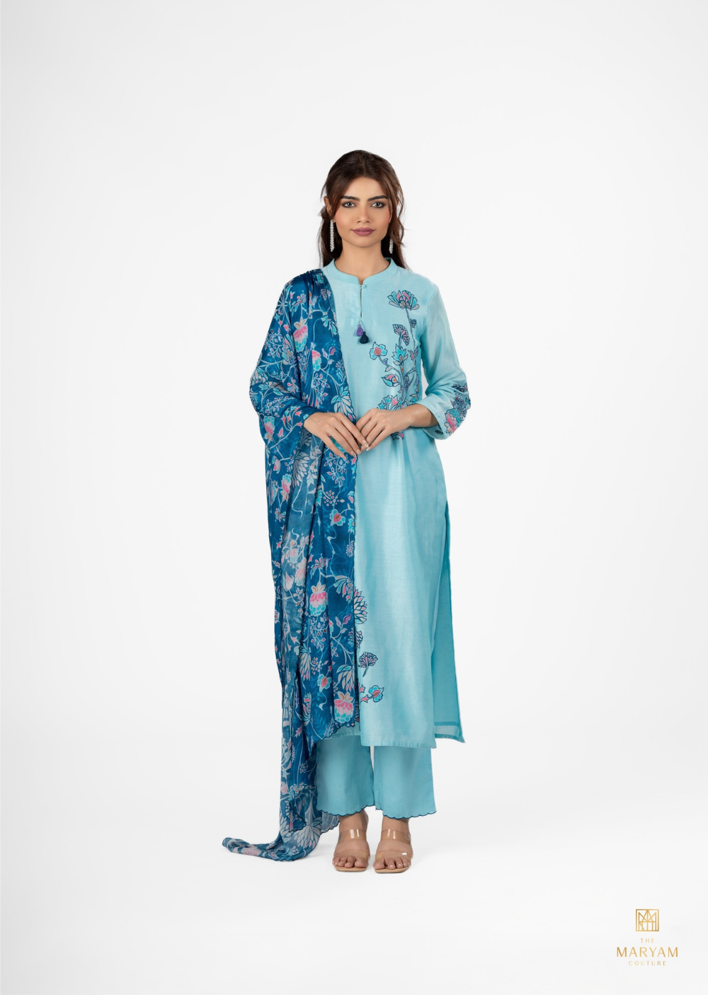 Sky Blue Chander Silk Salwar Suit