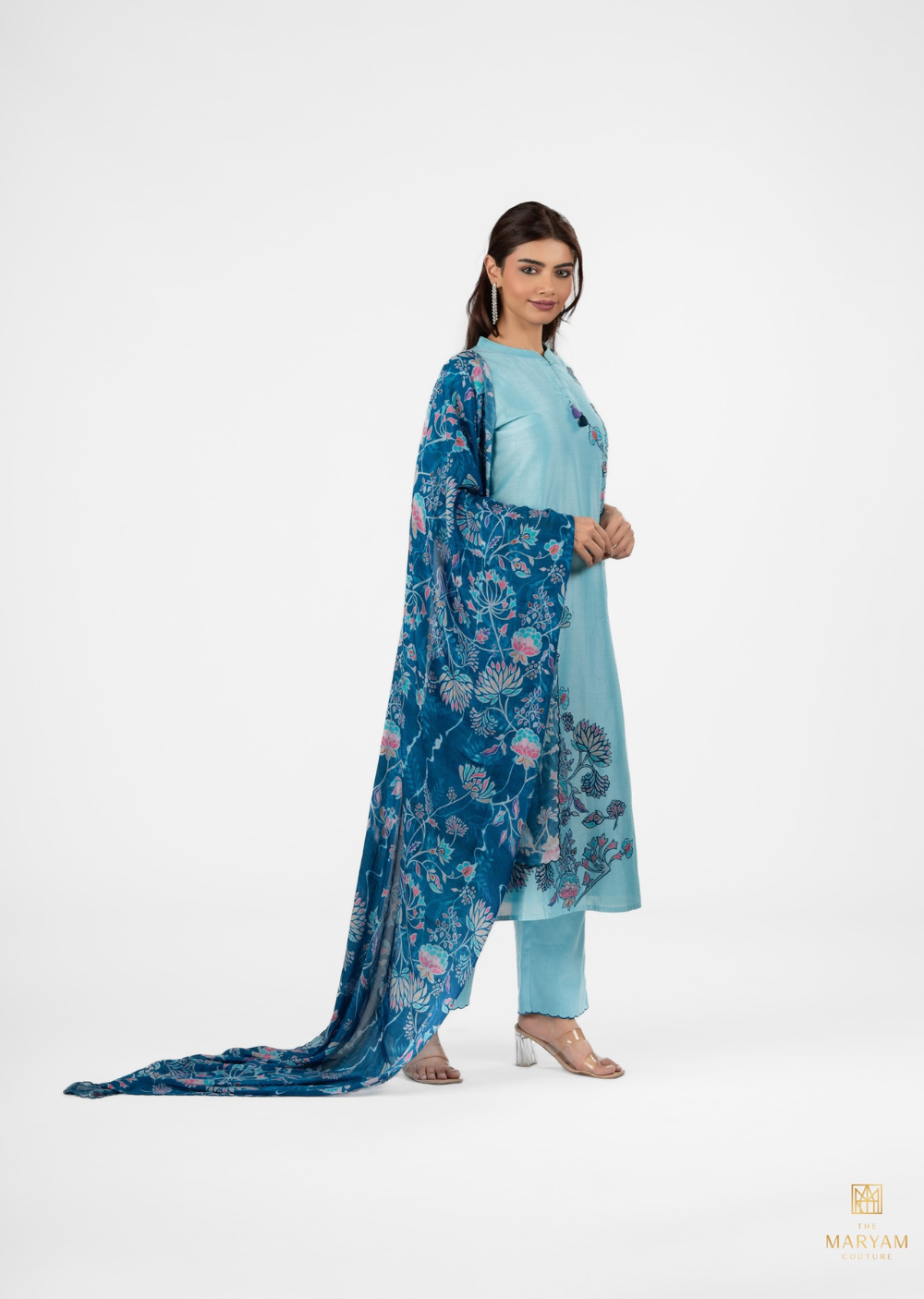 Sky Blue Chander Silk Salwar Suit