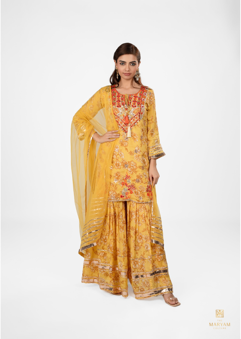 Yellow Crepe Gharara Set