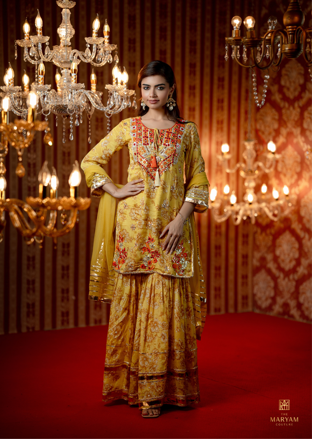 Yellow Crepe Gharara Set