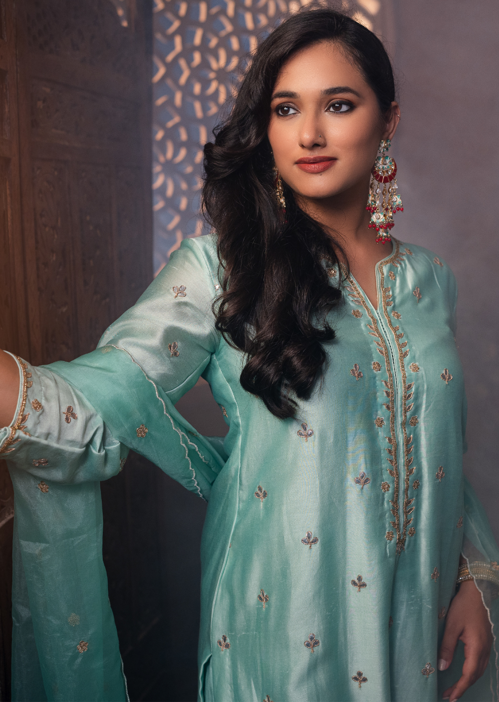 Light Blue Silk Salwar Suit